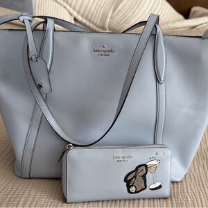 Kate Spade Light Blue Tote and Wallet Set